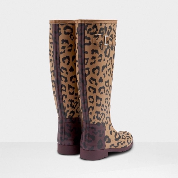 NEW Hunter Refined Tall Leopard Print Rain Boots - Picture 3 of 3